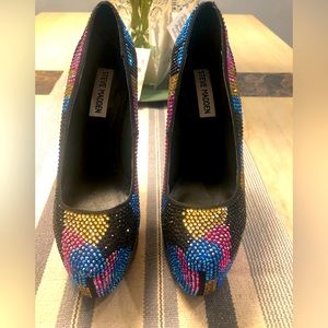Steve Madden multi colored rhinestone platform heels size 7